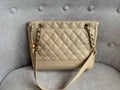 Chanel Vintage Beige Caviar Chain Tote - 3