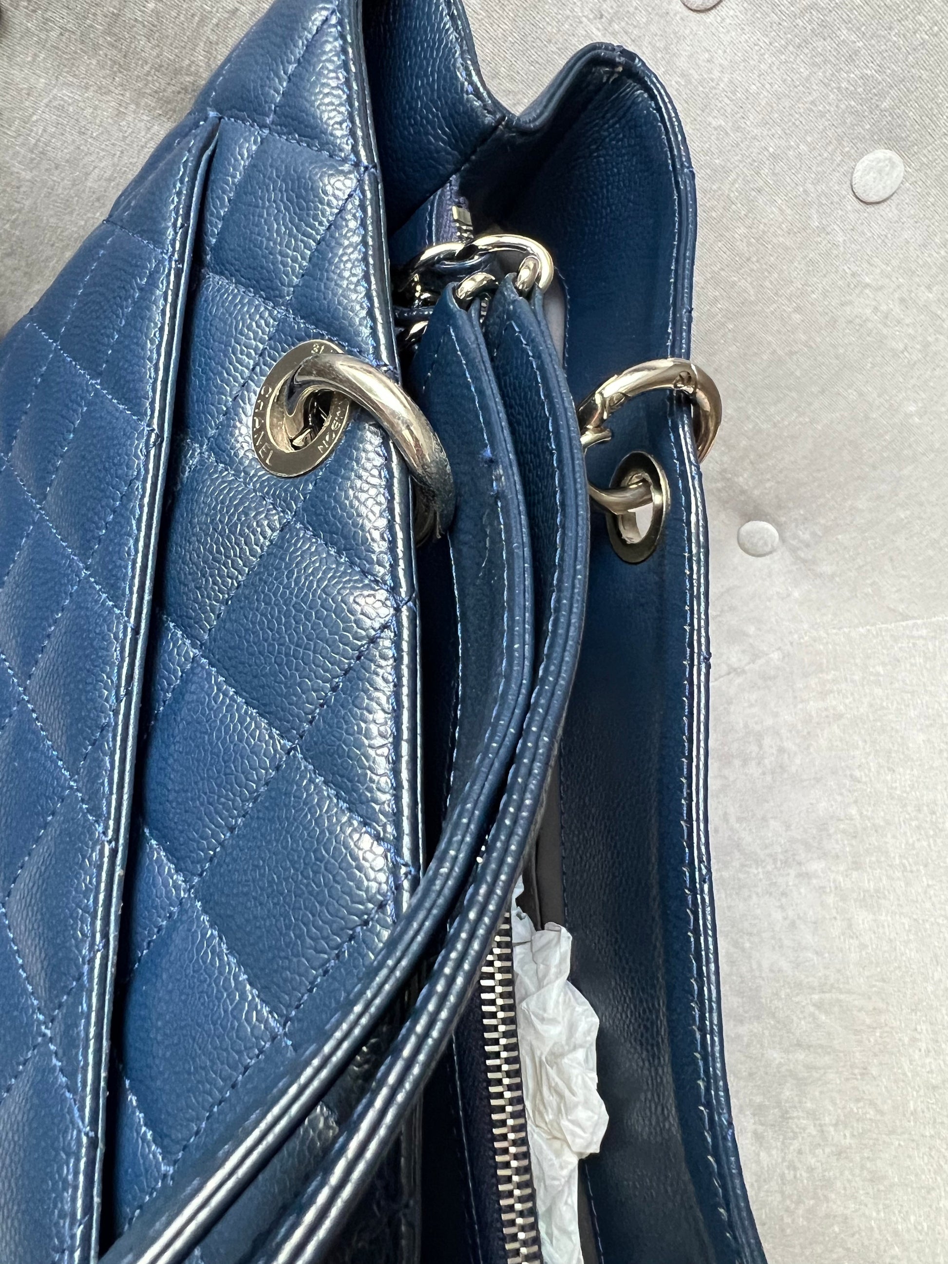 Chanel XL Dark Blue Caviar Grand Shopper Tote (GST) - 16