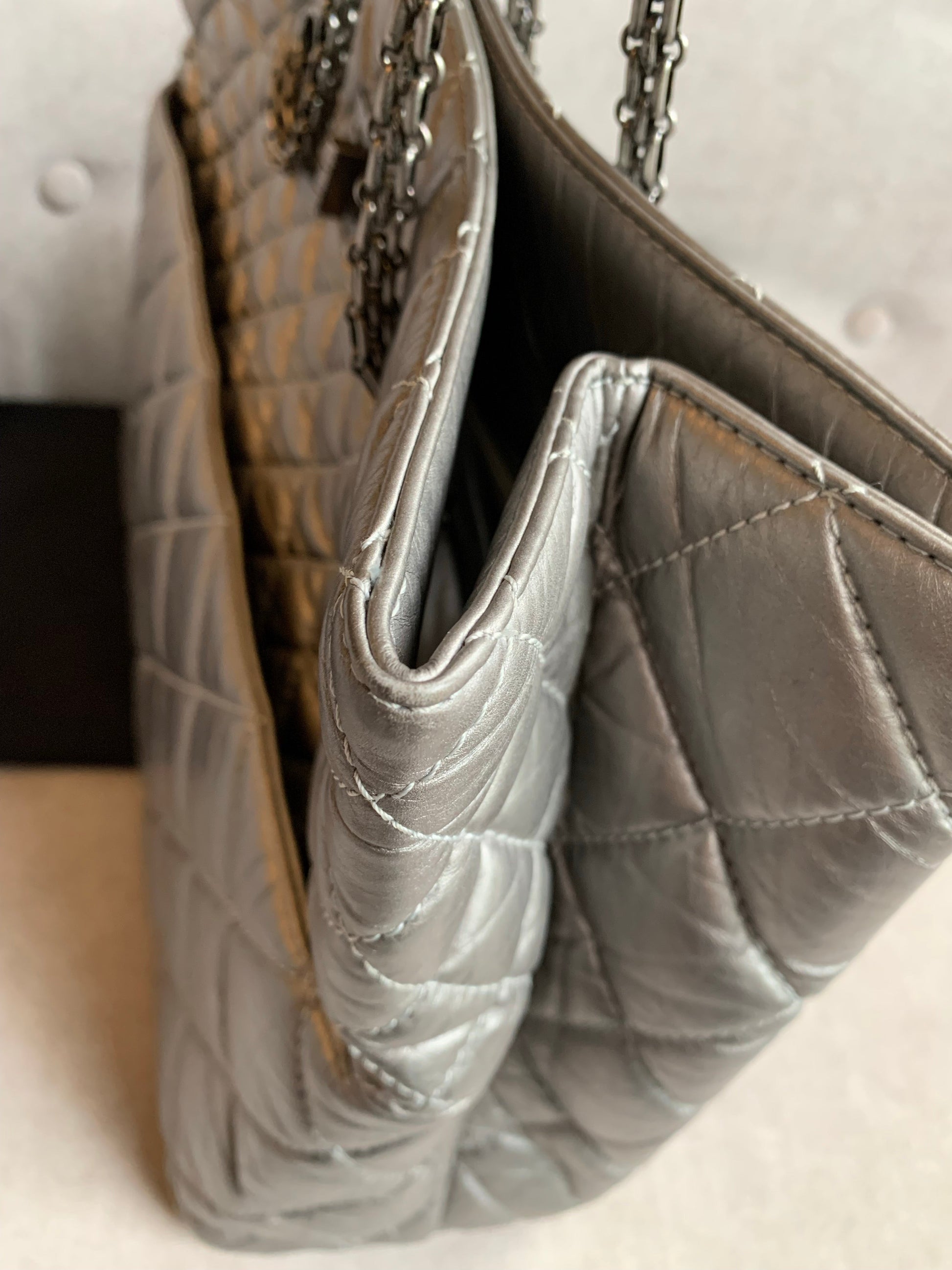 Chanel Large 2.55 Silver Grey Reissue Chain Tote - 10