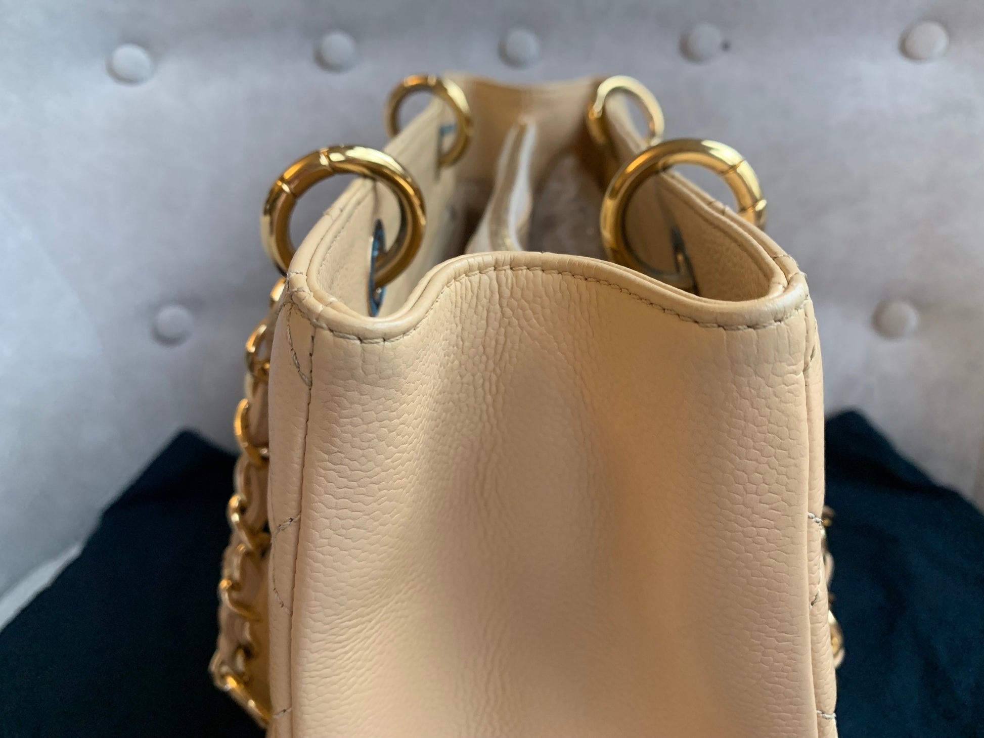 Chanel Beige Caviar Grand Shopper Tote with gold hardware (GST) - 15
