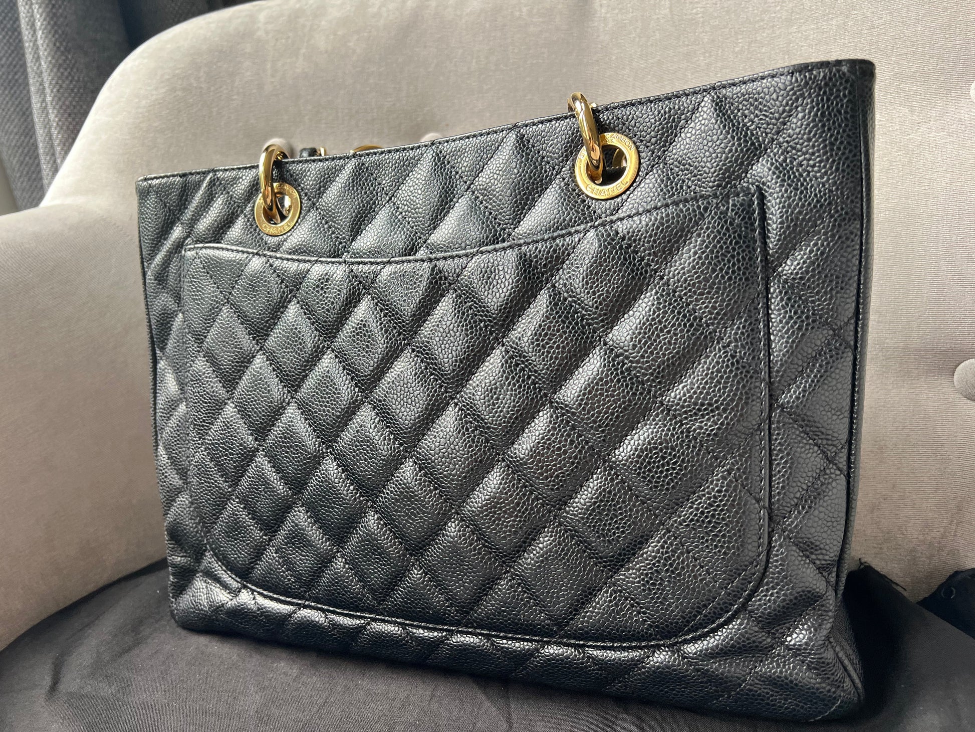 Chanel Black Caviar Grand Shopper Tote Gold Hardware (GST) - 10