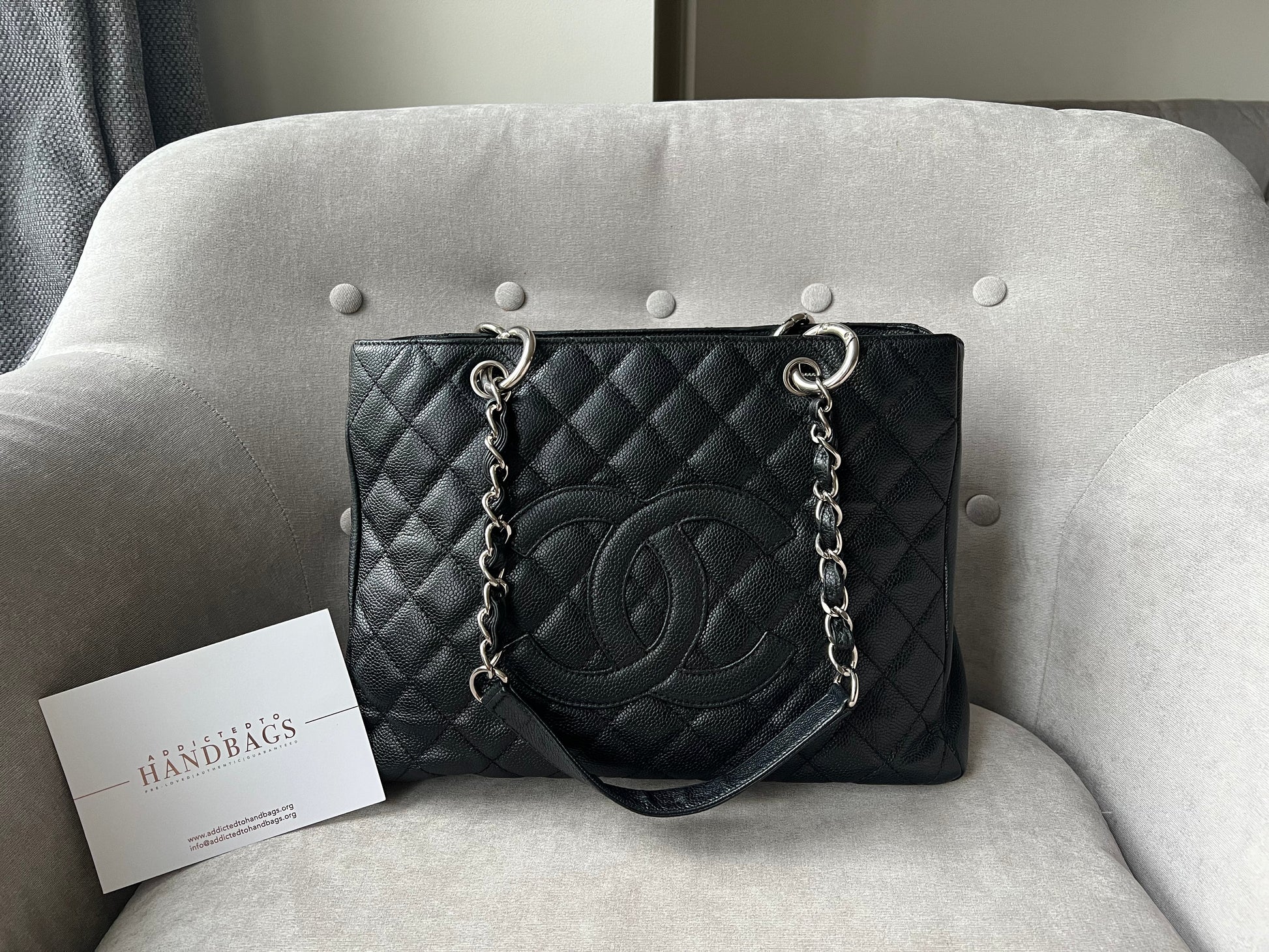 Chanel Black Caviar Grand Shopper Tote (GST) Silver Hardware - 28