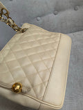 Chanel Vintage Beige Caviar Chain Tote - 5