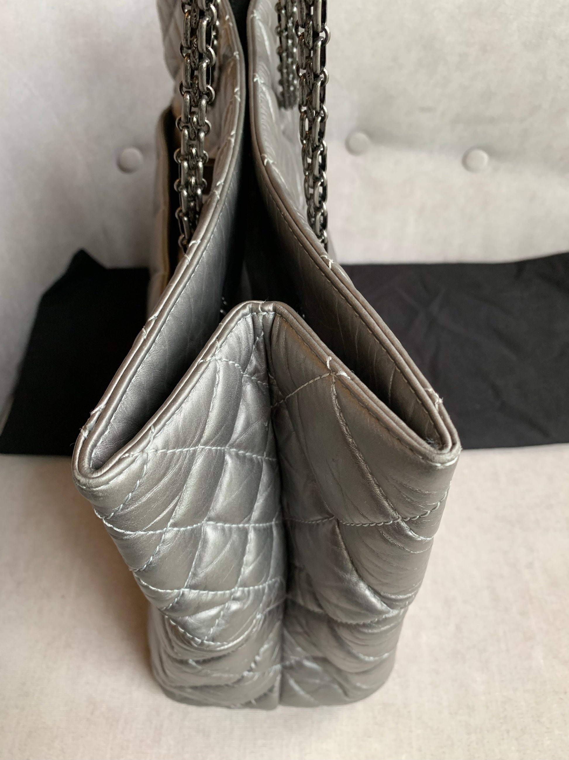 Chanel Large 2.55 Silver Grey Reissue Chain Tote - 11