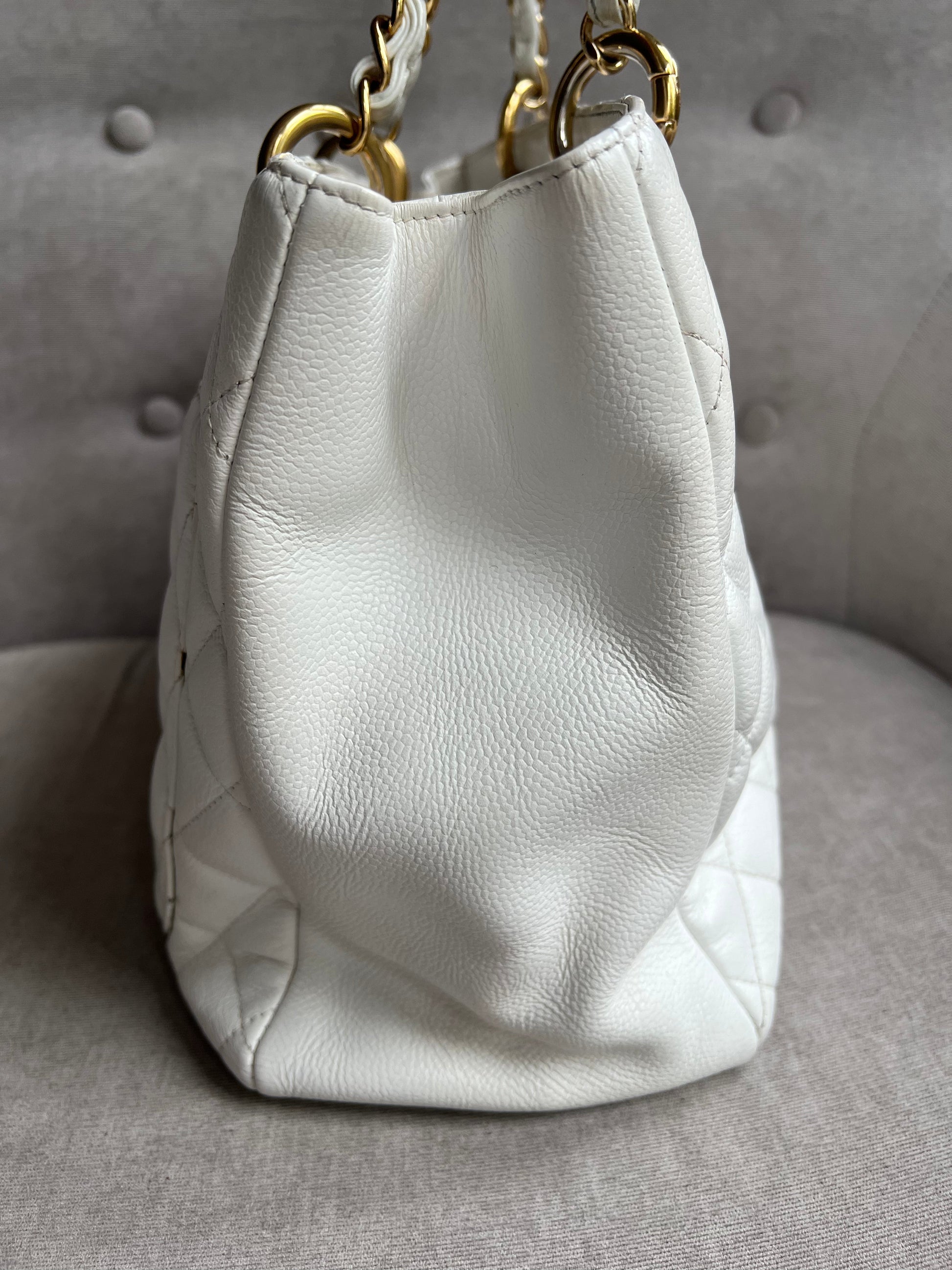 Chanel White Caviar Grand Shopper Tote (GST) - 7