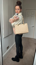 Chanel Beige Caviar Grand Shopper Tote with gold hardware (GST) - 2