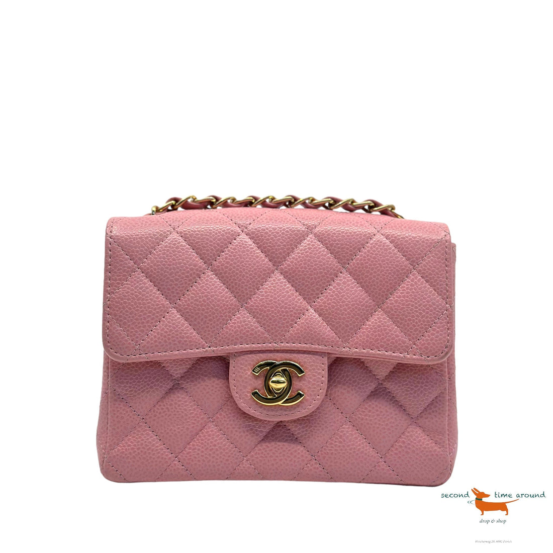 Chanel Classic Single Flap Mini Square Pink Caviar Bag - Handbag & Wallet Accessories