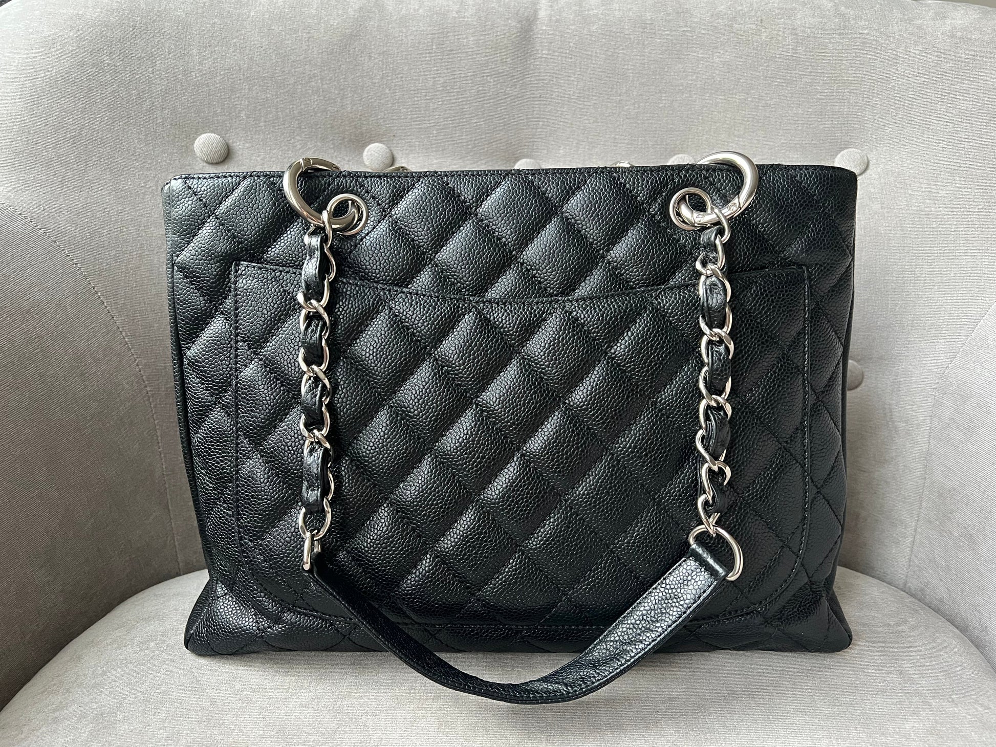 Chanel Black Caviar Grand Shopper Tote (GST) Silver Hardware - 10
