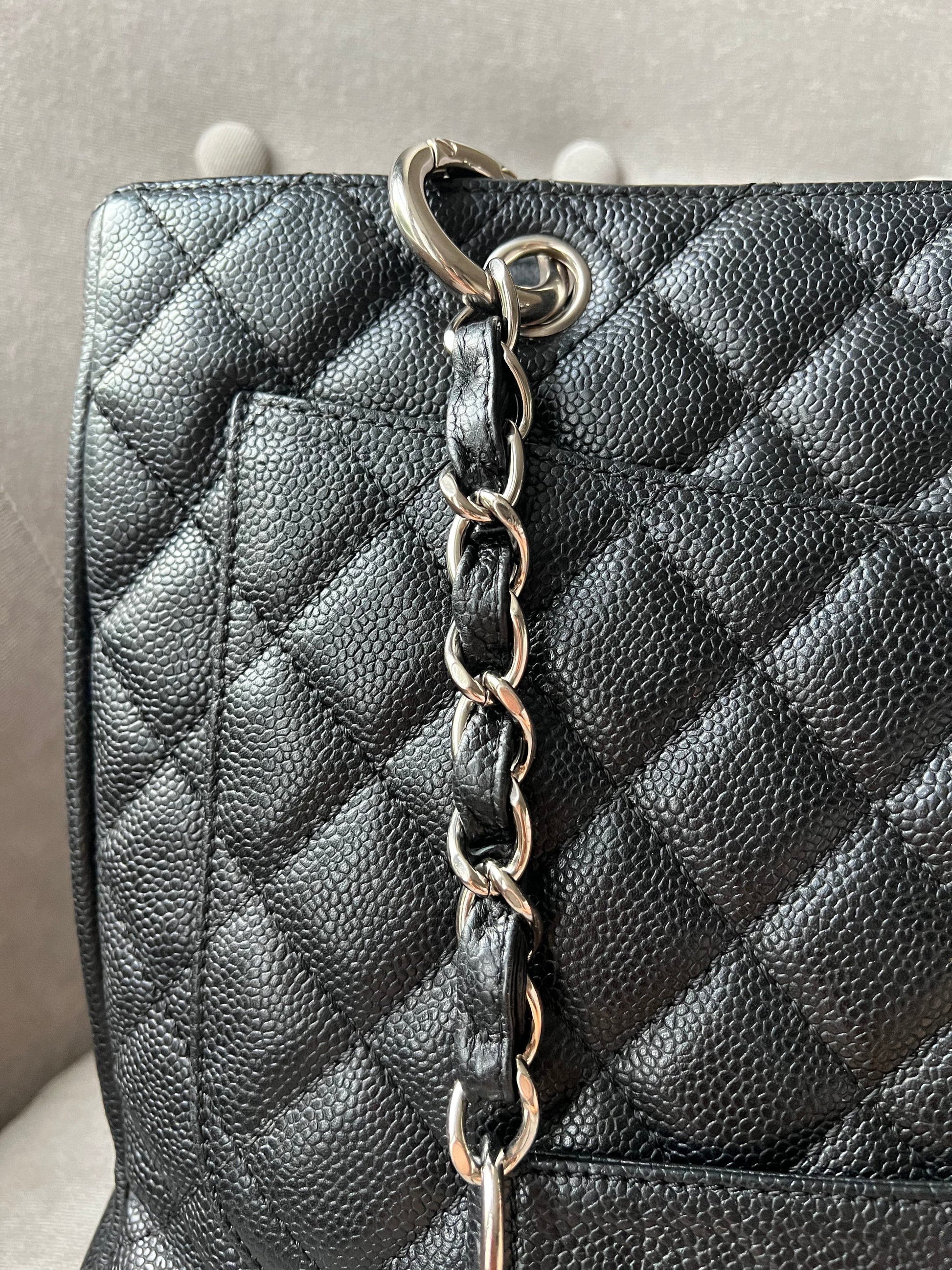 Chanel Black Caviar Grand Shopper Tote (GST) Silver Hardware - 11