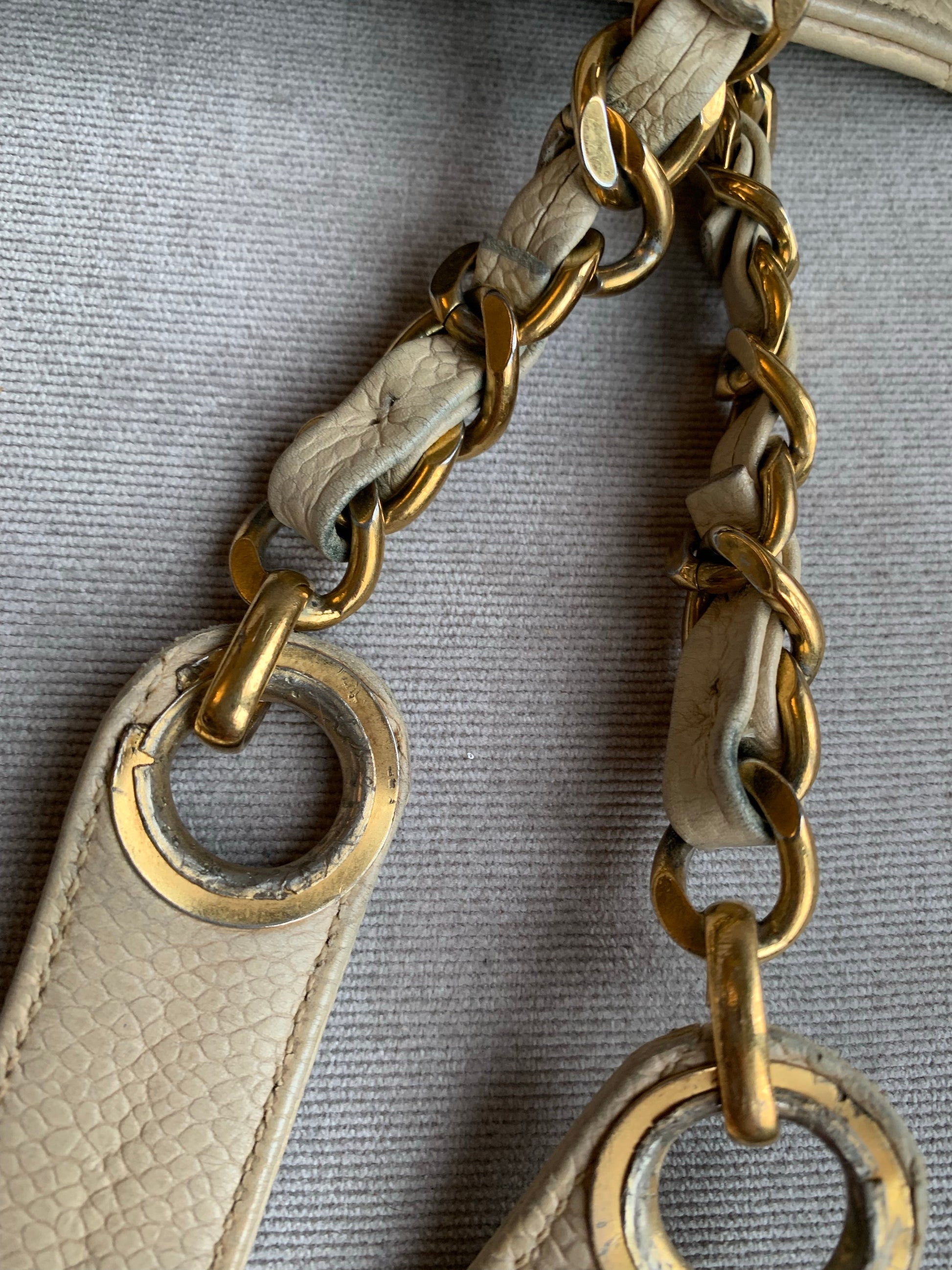 Chanel Vintage Beige Caviar Chain Tote - 9