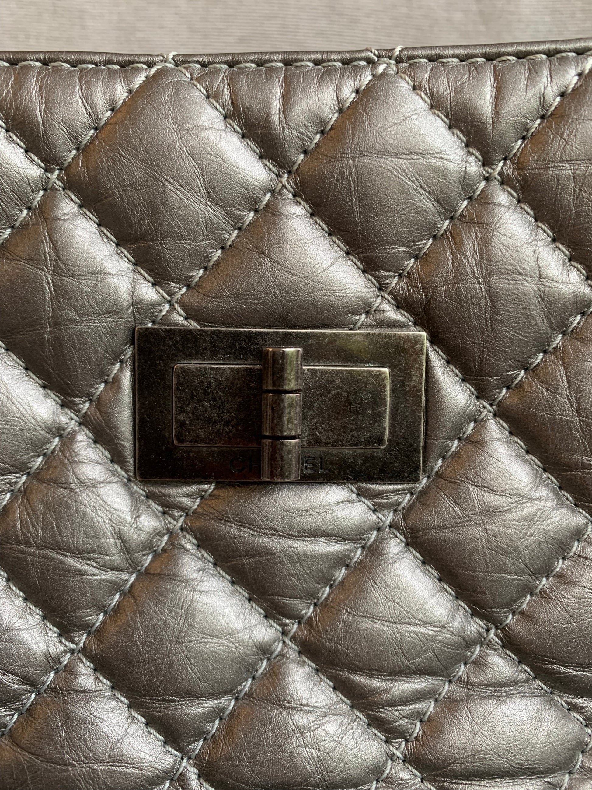 Chanel Large 2.55 Silver Grey Reissue Chain Tote - 8