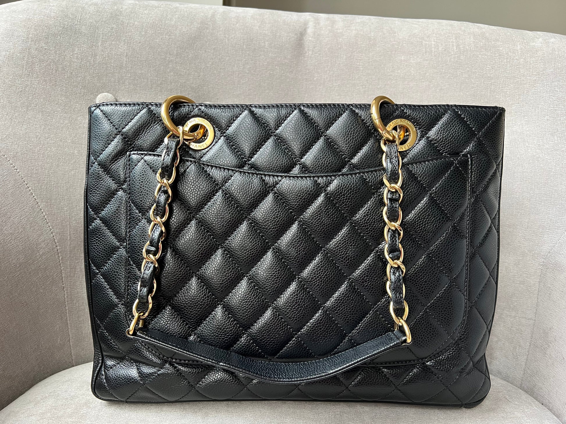 Chanel Black Caviar Grand Shopper Tote Gold Hardware (GST) - 9