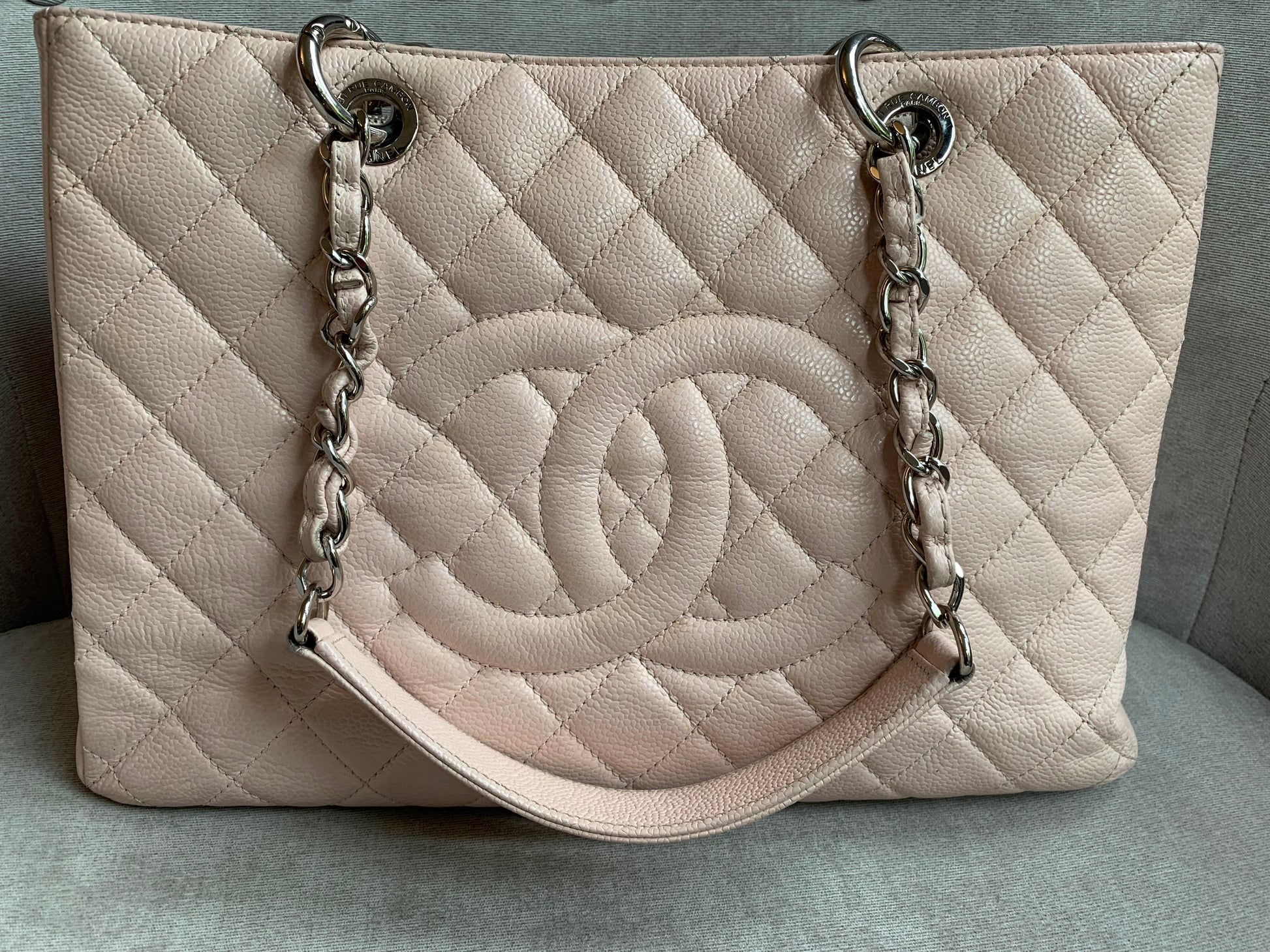 Chanel Light Pink Caviar Grand Shopper Tote with silver hardware (GST) - 5