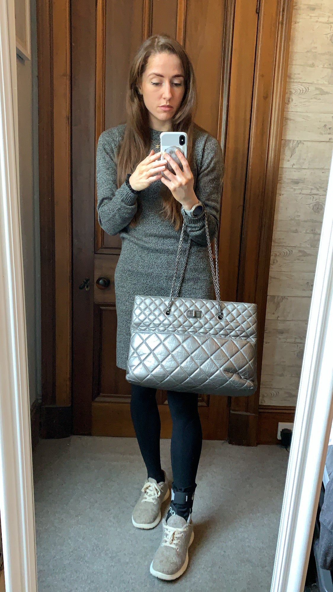 Chanel Large 2.55 Silver Grey Reissue Chain Tote - 2
