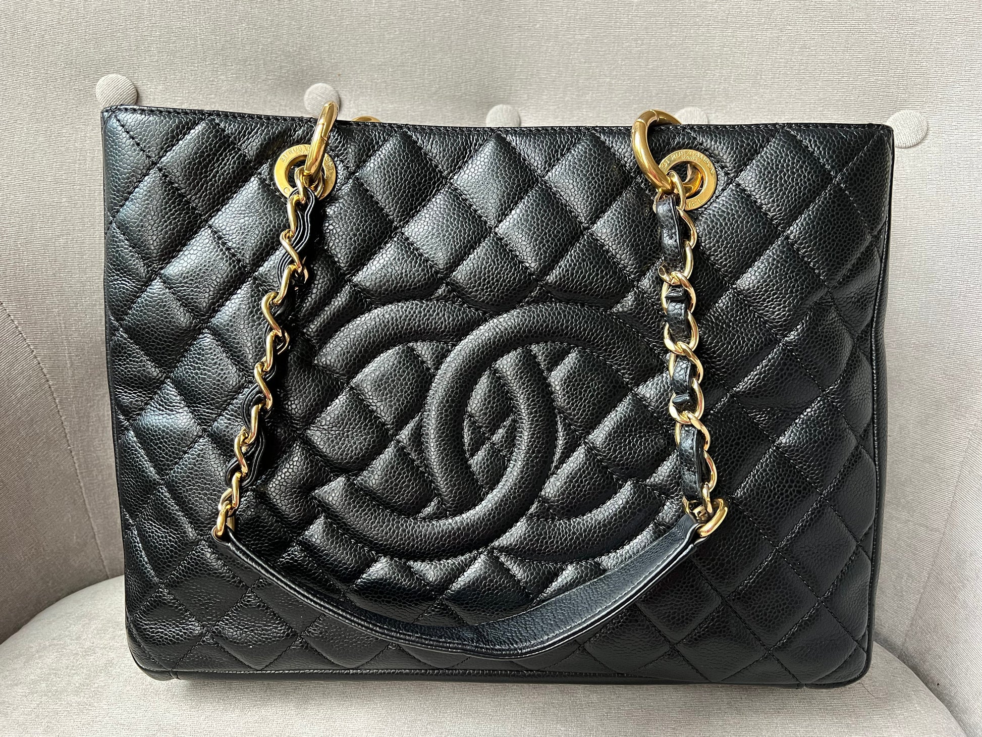 Chanel Black Caviar Grand Shopper Tote Gold Hardware (GST) - 3