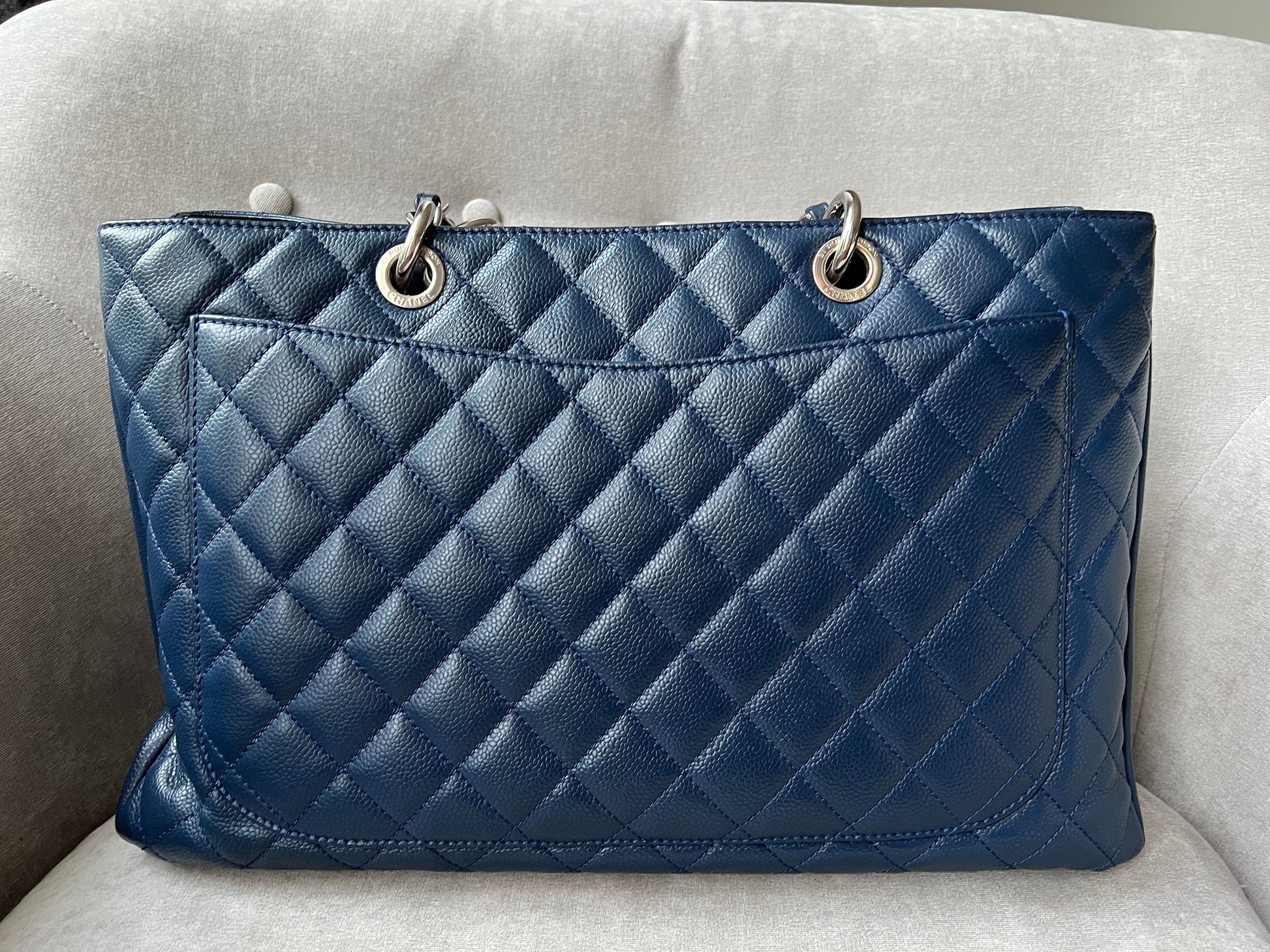 Chanel XL Dark Blue Caviar Grand Shopper Tote (GST) - 9