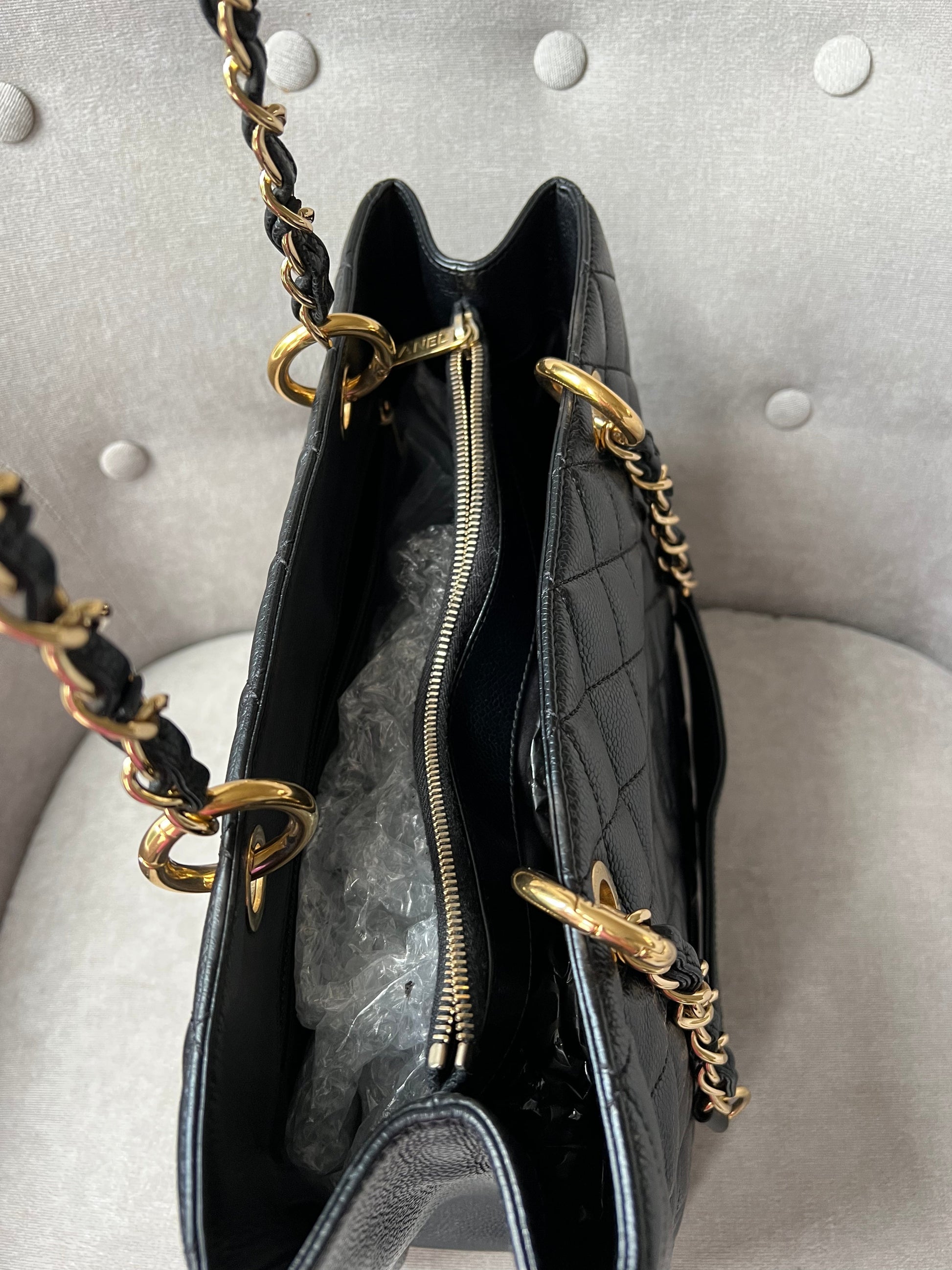Chanel Black Caviar Grand Shopper Tote Gold Hardware (GST) - 17