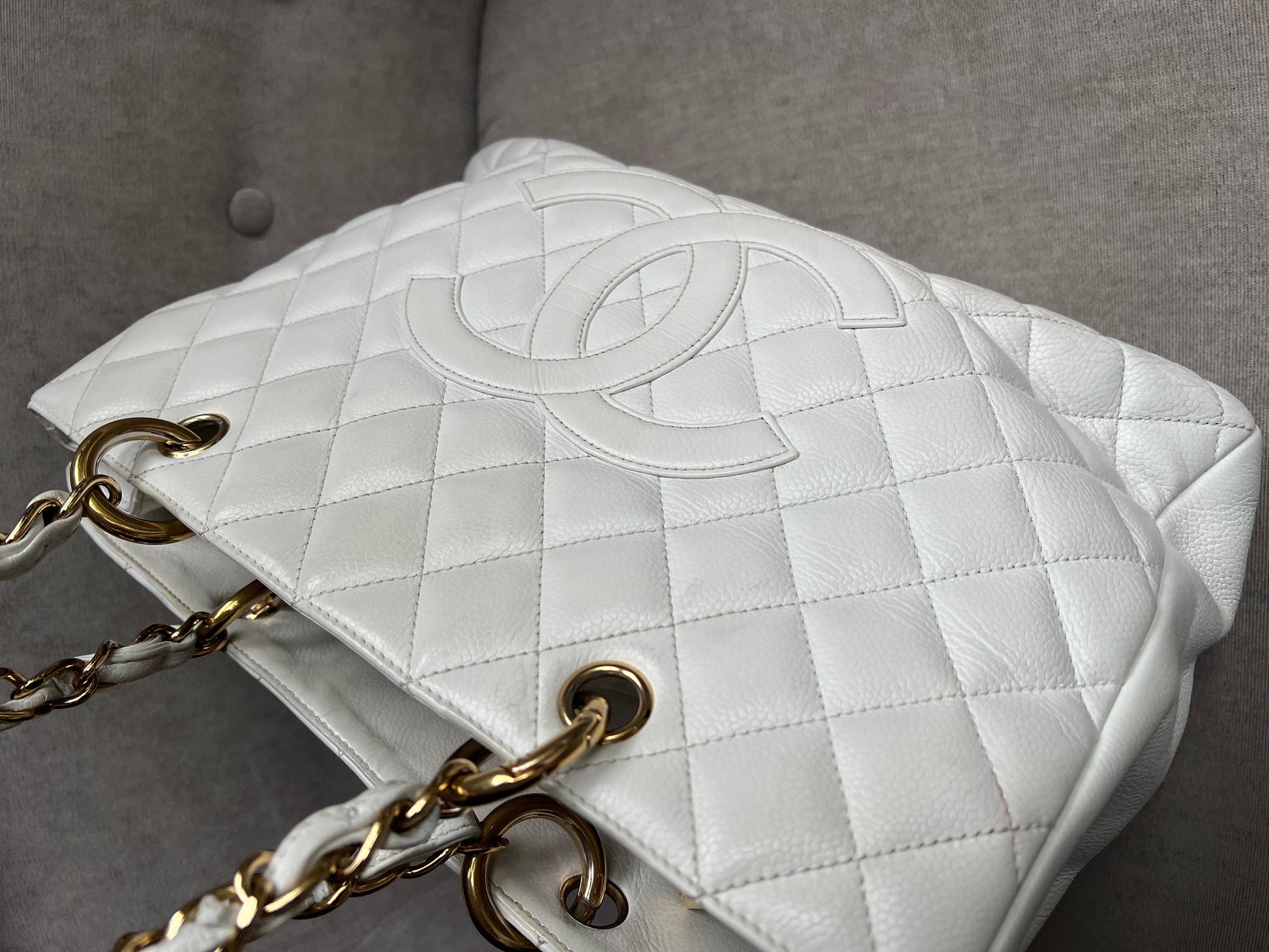 Chanel White Caviar Grand Shopper Tote (GST) - 6