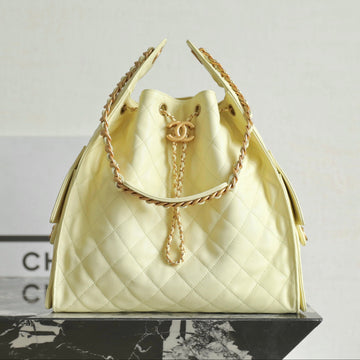 Chanel 2025 Hobo Bag 40 cm Hellgelbes Kaviarleder 344300