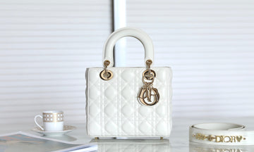 CD Lady Dior 20 Bag White Lambskin