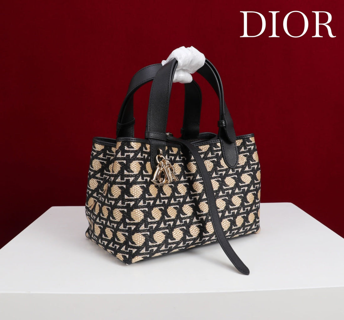 CD Toujours Small Bag 23 Diamond Black Beige Leather  280283