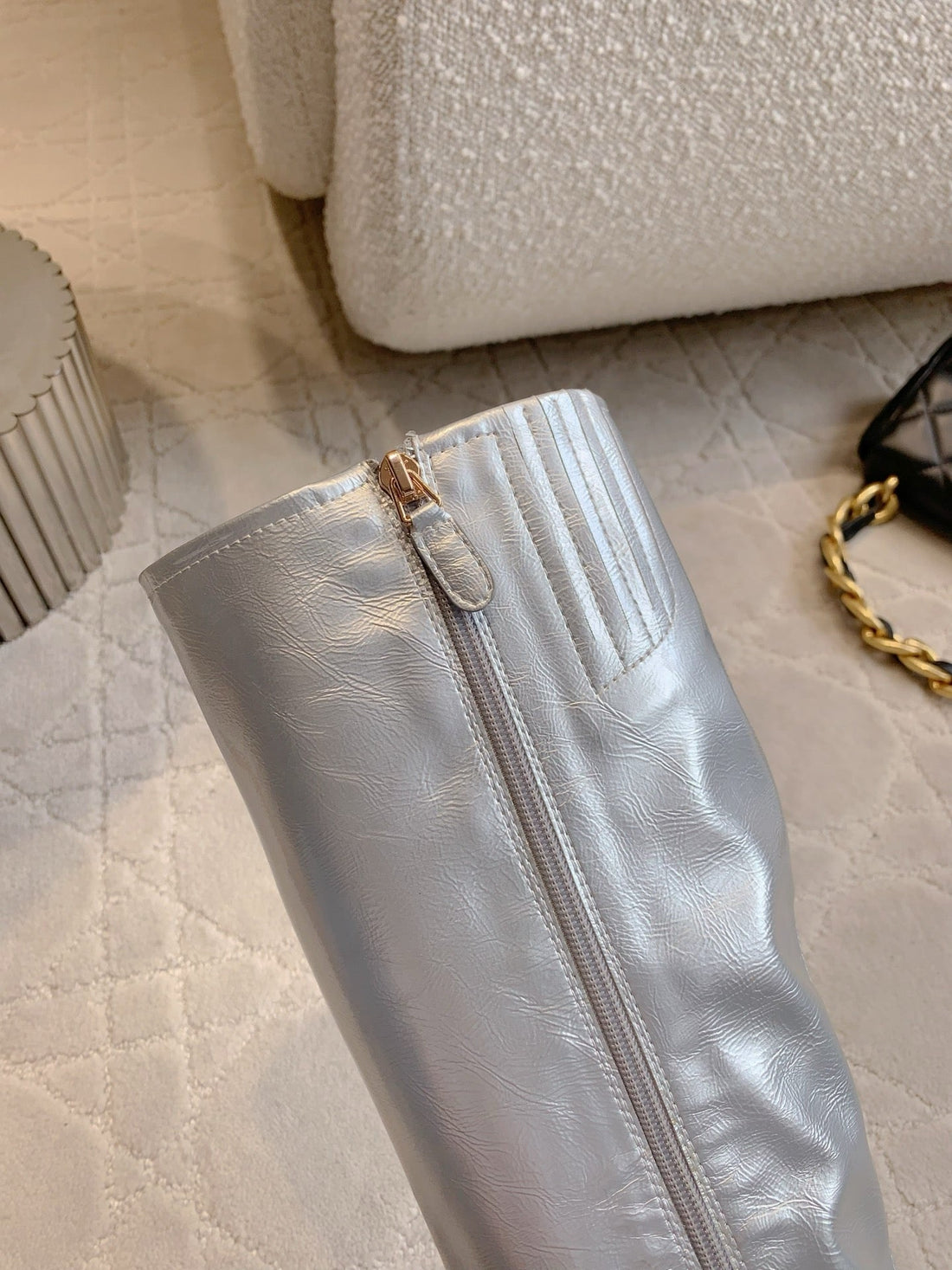 CC 25 Heeled Long Boot Silver mix Black Patent Leather 516680