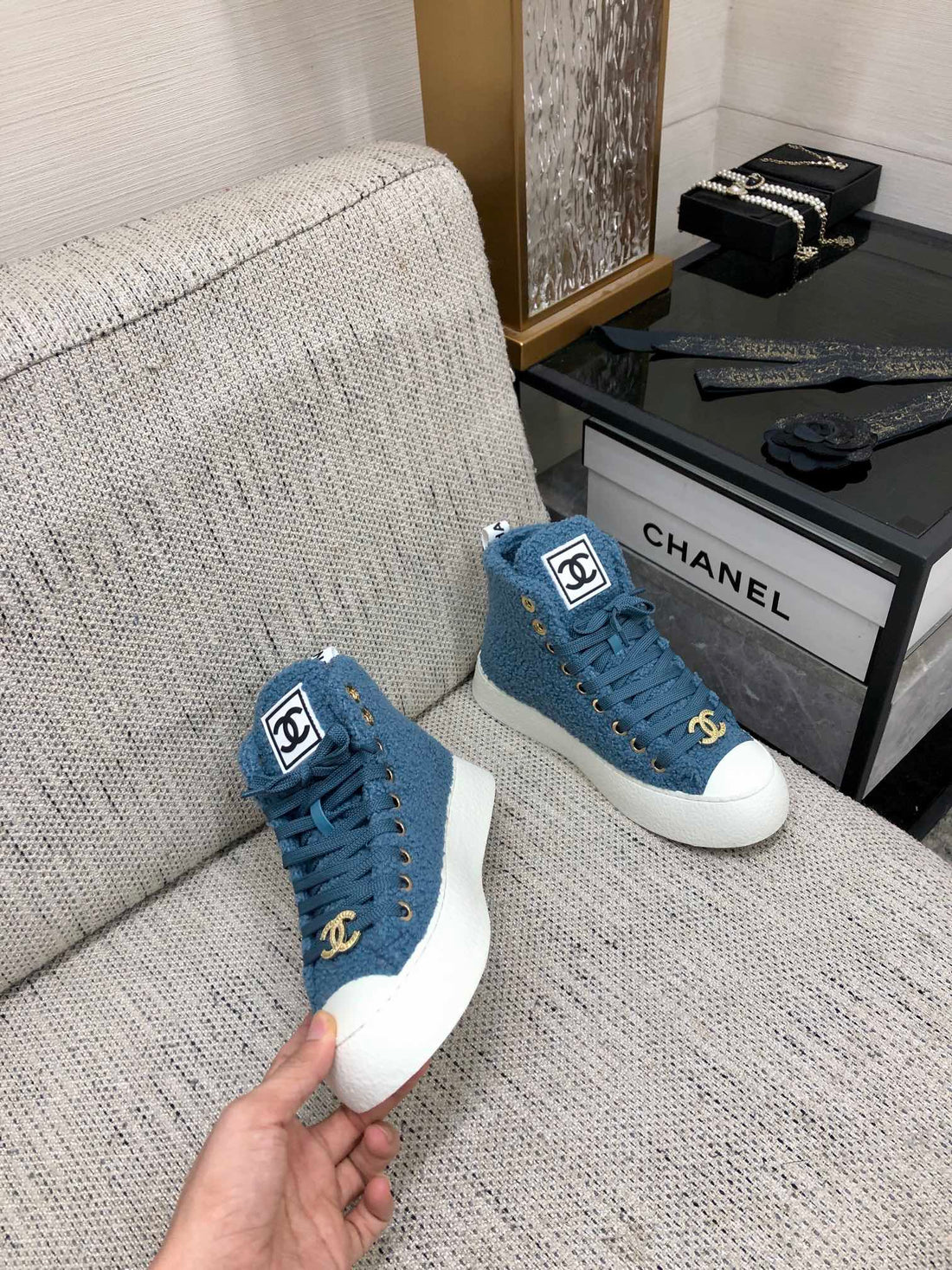 CC High Top Sneaker Cerulean Wool