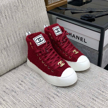 CC High Top Sneaker Red Wool