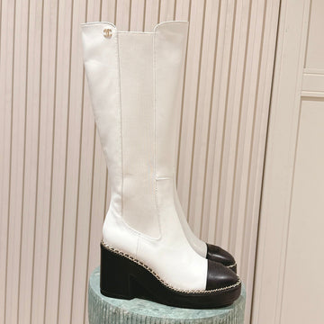 CC 25SS High Boot White Black Calfskin 431721