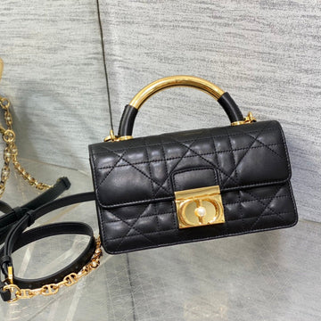 CD Macrocannage Ange Shoulder Bag 20  Black Calfskin