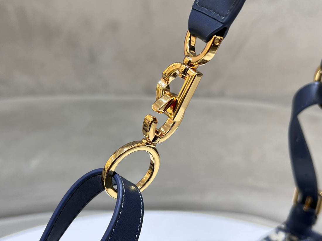 CD Jacquard Hobo Bag 23 With Chain Dark Blue White Canvas