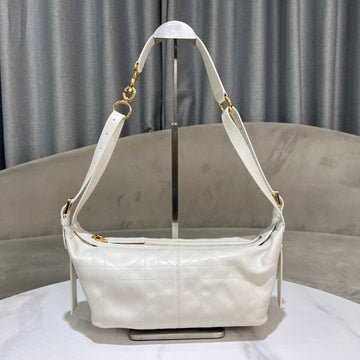 CD Jacquard Hobo Bag 23 With Chain White Calfskin