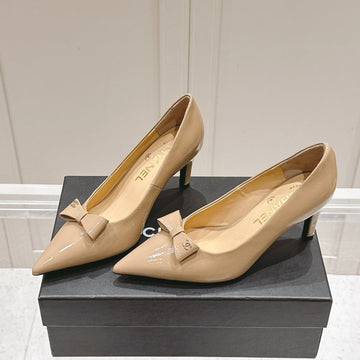Chanel 25A Heel Pump Nude Patent  Calfskin 393070