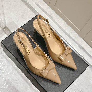 Chanel 25A Slingback Nude Patent  Calfskin 393071