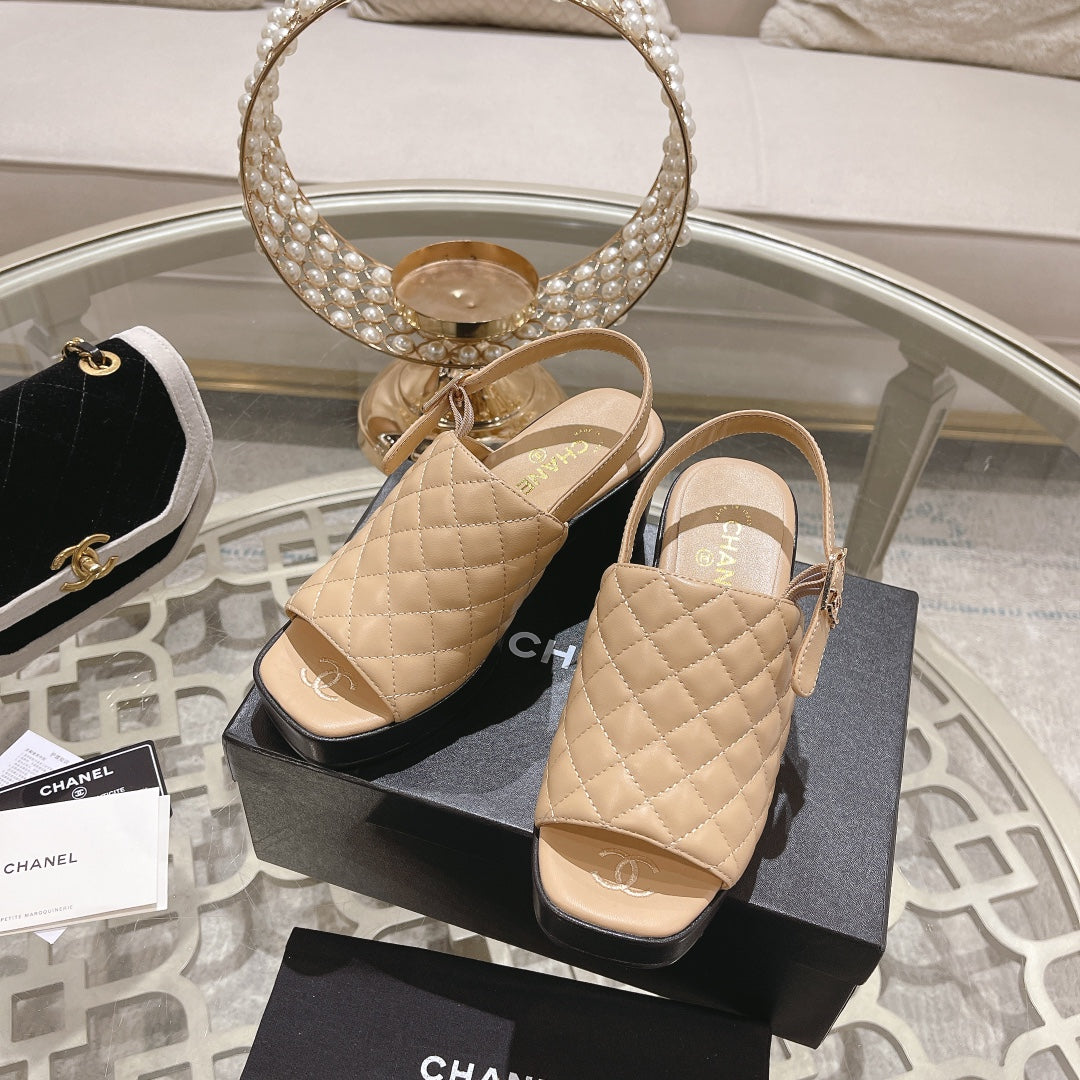 platform sandal 85 beige quilted calfskin