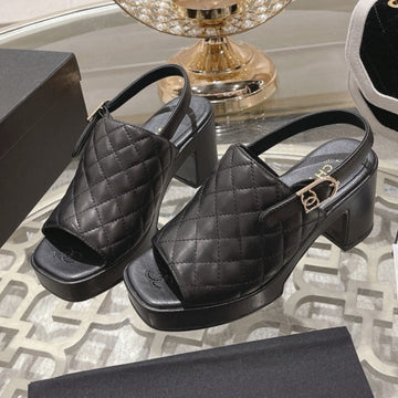 platform sandal 85 black quilted calfskin