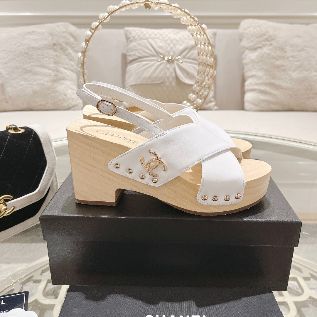 platform sandal 90 cross white calfskin