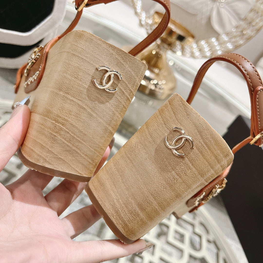 platform sandal 90 cross brown calfskin