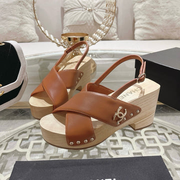platform sandal 90 cross brown calfskin