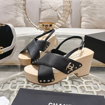 platform sandal 90 cross black calfskin