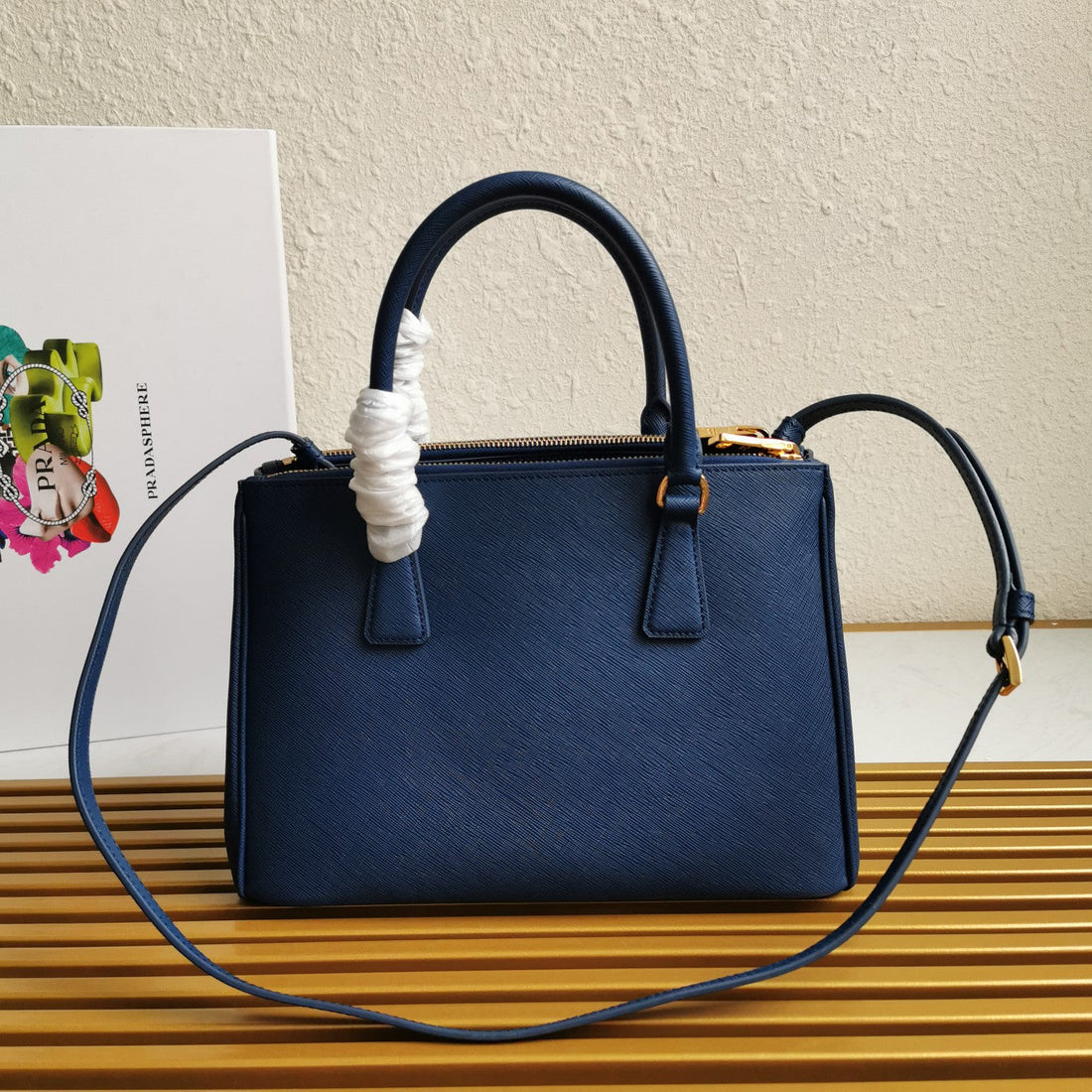 PRA GALLERIA 28 TASCHE AUS SAFFIANOLEDER IN MARINEBLAU