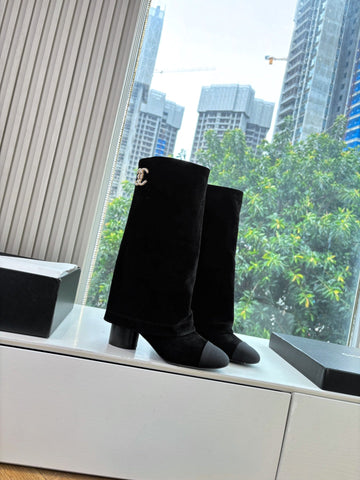 CC 25 High Boot Black Suede Grosgrain 430341