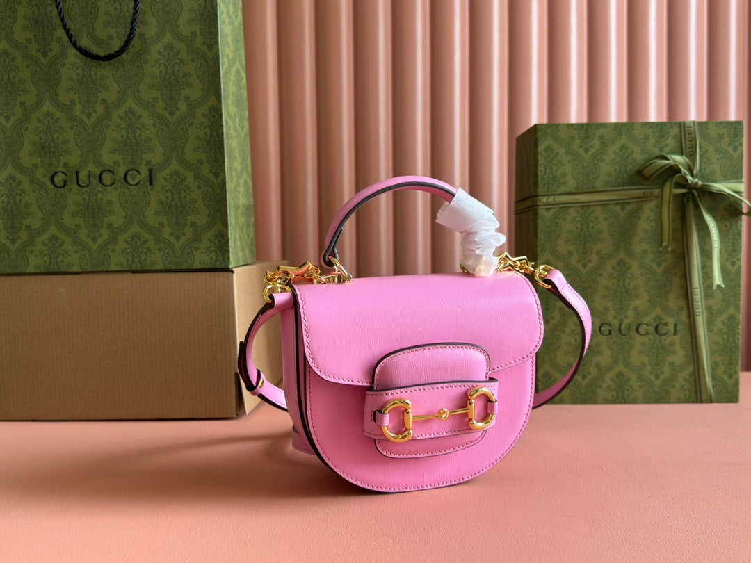 Gucci Horsebit Tasche Rosa Leder 239806