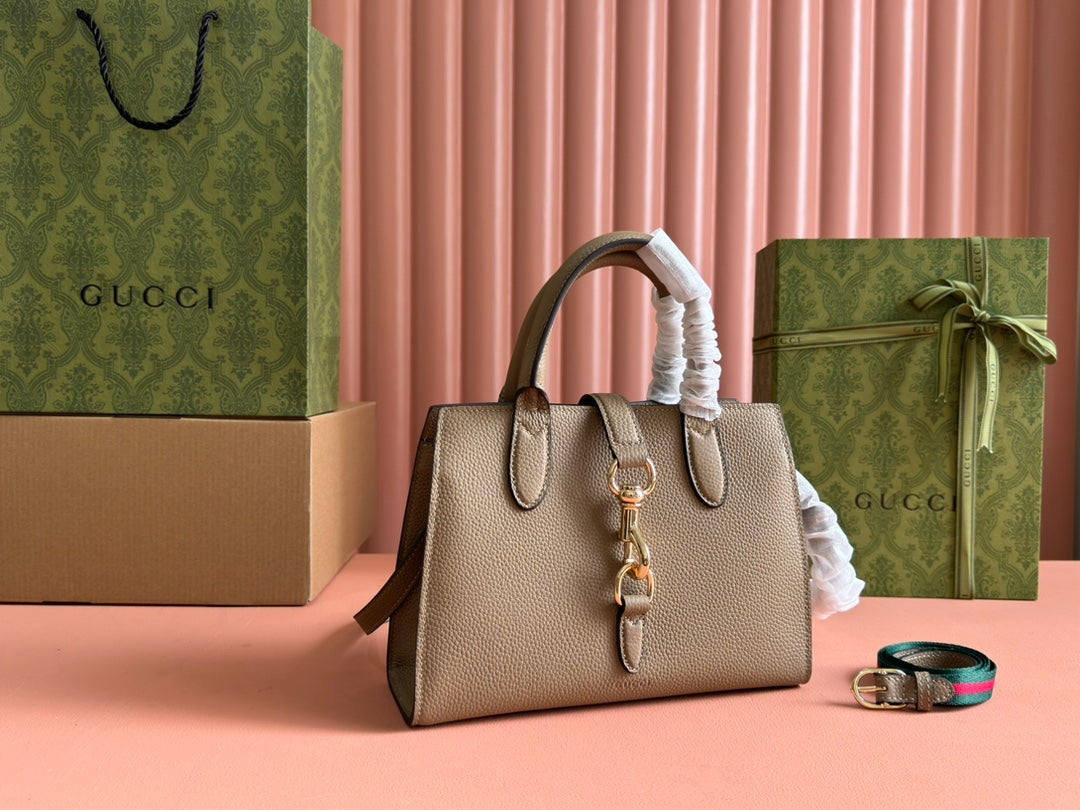 Gucci Jackie Tote Bag Beige Leather 248602