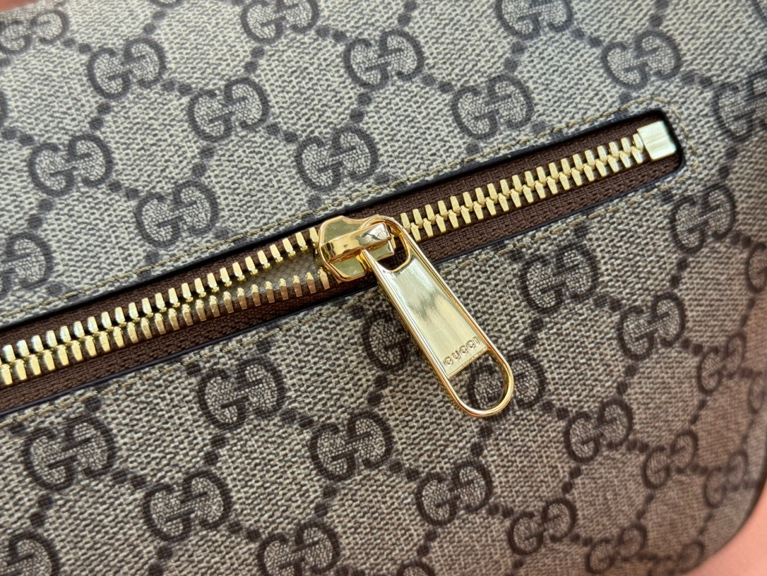 Gucci Gürteltasche Interlocking G Braun-Mix Ebenholz Leder Canvas 248164