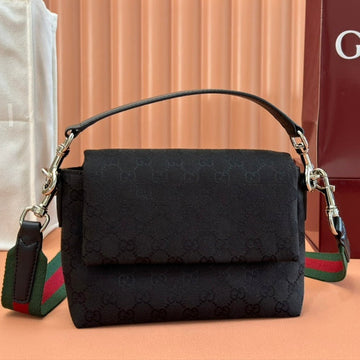 Gucci Tasche Schwarzes Canvas Leder 248452