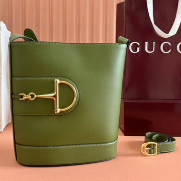 Gucci 73 Mini 27,5cm Beuteltasche Grünes Glattleder 244437