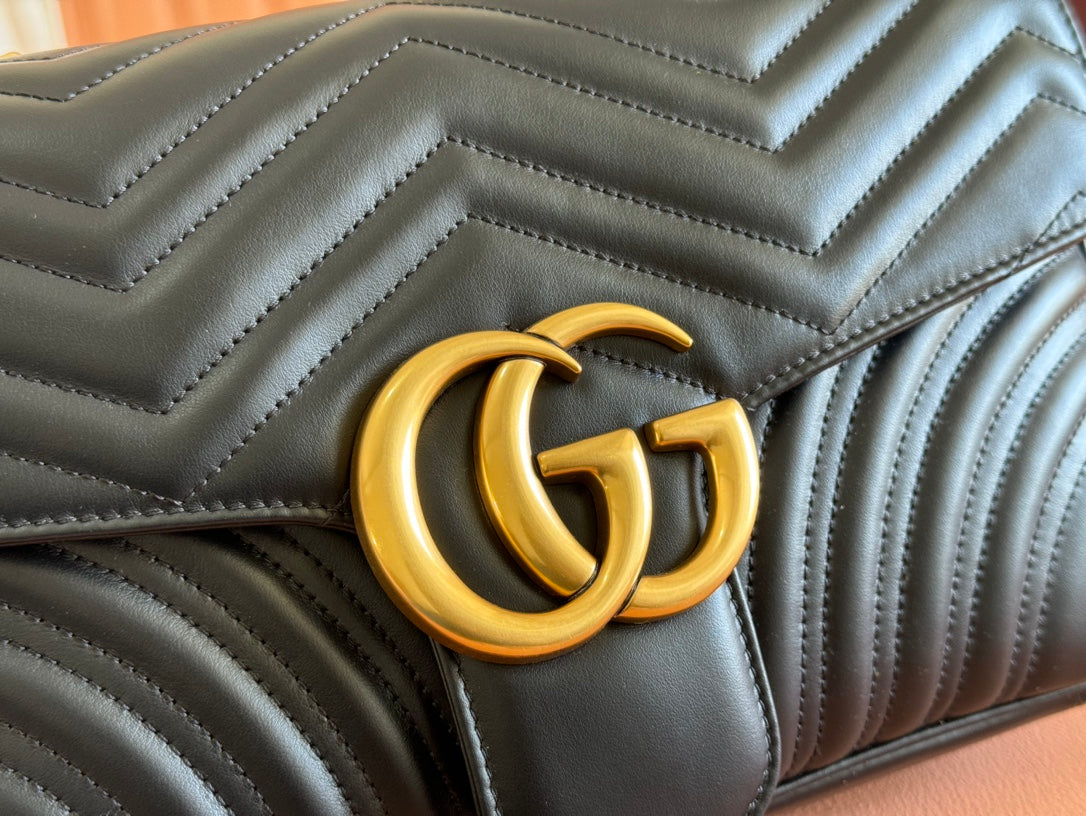 Gucci GG Marmont 31 Tasche Schwarzes Kalbsleder 248223