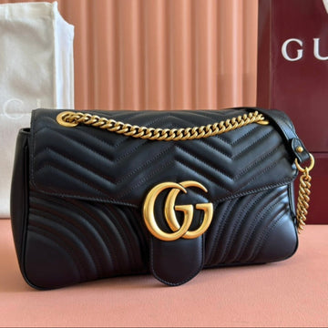 Gucci GG Marmont 31 Tasche Schwarzes Kalbsleder 248223