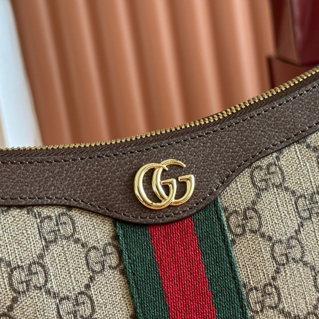 Gucci Ophidia 26cm Tasche Ebenholzbrauner Canvas 255298